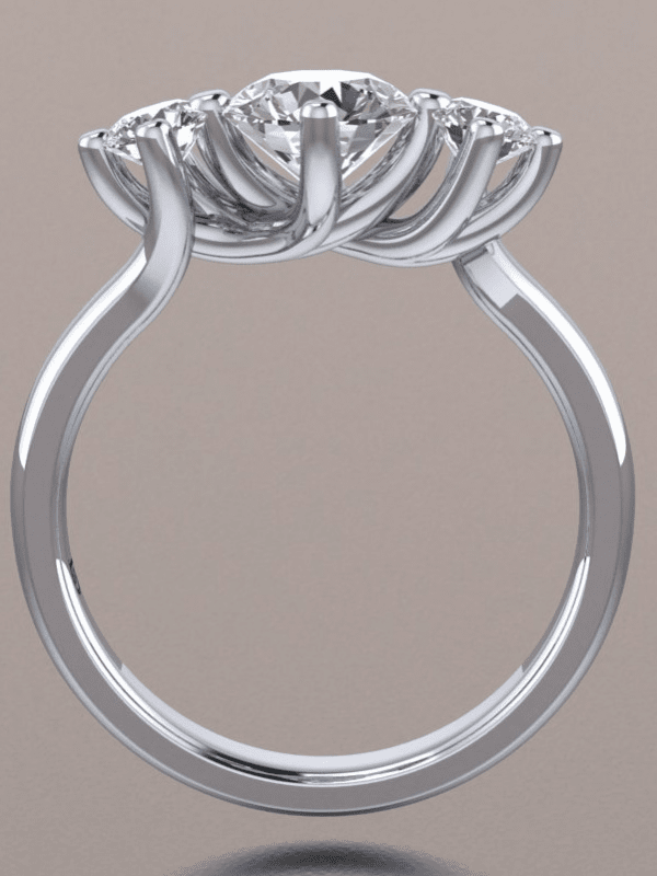 Three Stone Wave Engagement Ring